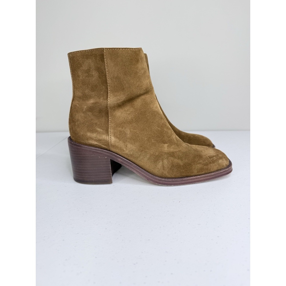 Loeffler‎ Randall Blakely Square Toe Bootie Sz 8.5B Color-Cacao Brown Suede